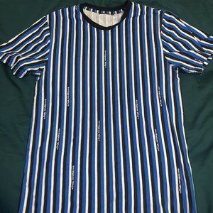 Pink dolphin blue and white striped tee